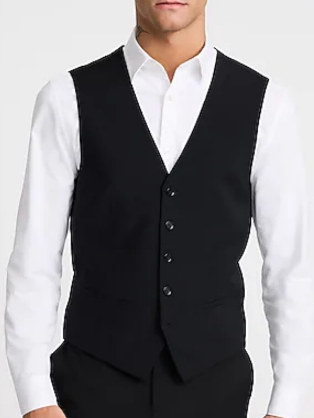 Express Men's Wool-Blend Black Modern Tech Suit Vest